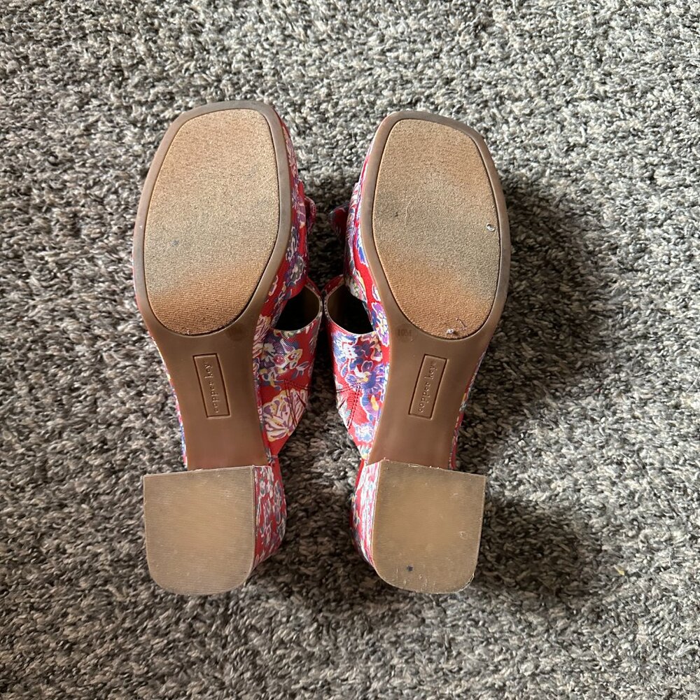 Copper Key, patterned floral platform slip on sandals - Picture 5 of 7